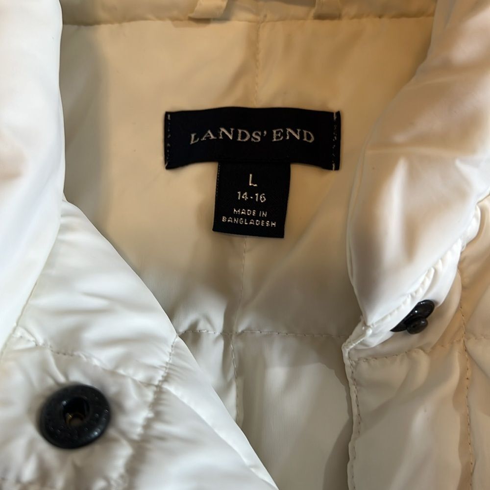 Lands’ End White Goosedown Puffer Vest Women’s Large - Picture 3 of 5
